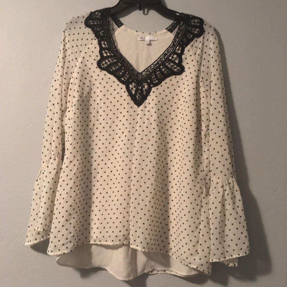 Bell sleeve flowy cream blouse